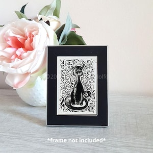 Black and White Cat Art Print, Limited Edition ACEO Abstract Cat Print, Gifts for Cat Lovers, Abstract Art Print for Cat Lovers, Cat Prints