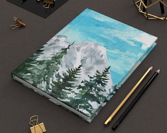 Mountain and Trees Hardcover Journal Matte Watercolor Design