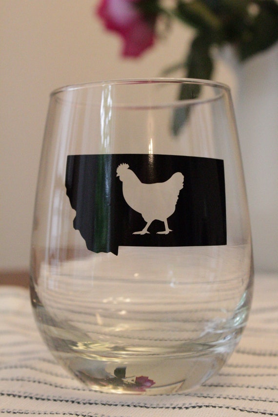 Stemless Montana Chicken Wine Glass