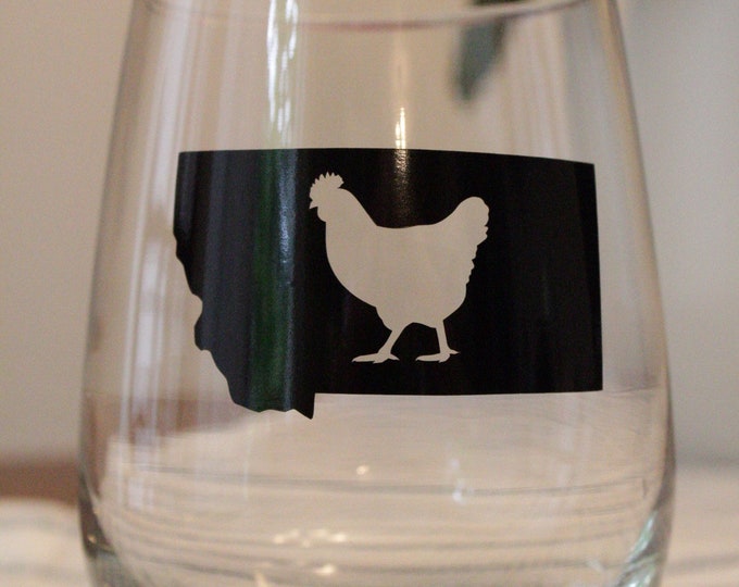 Stemless Montana Chicken Wine Glass