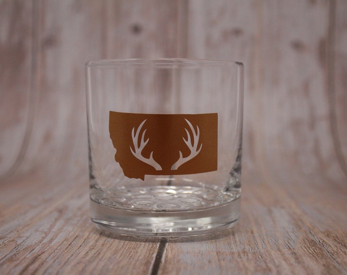 Montana Shape | Whiskey Glass | Cocktail Glass | Montana Decal | Groomsmen Gift | Montana Destination Wedding | Knobhill Glass