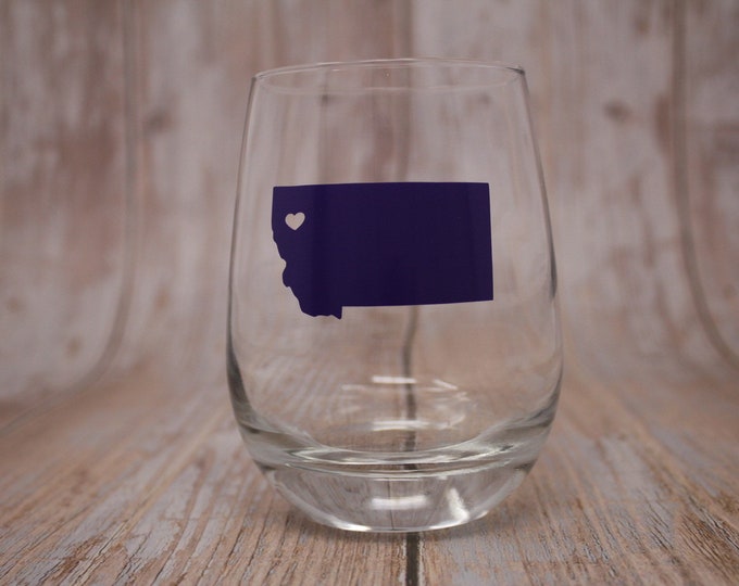 State of Montana Wine Glass | Stemless Wine Glass | Montana | Montana Gift | Bridesmaid Gift | Montana Design | Montana Decal