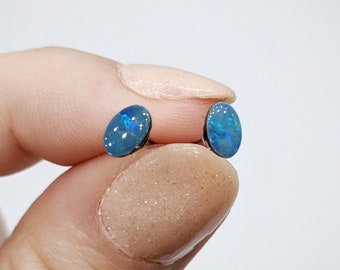 Dainty Natural Opal Stud Earrings