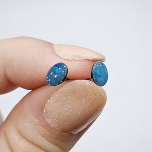 Dainty Natural Opal Stud Earrings