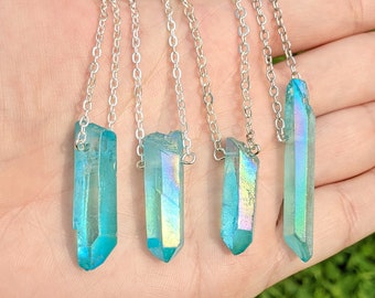 Aqua Aura Quartz Necklace