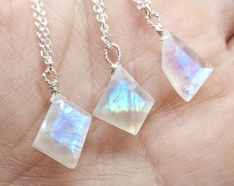 Wire Wrapped Rainbow Moonstone Necklace