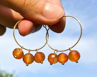 Carnelian Earrings // Carnelian Hoop Earrings