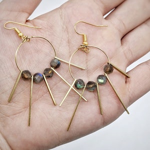 Faceted Labradorite Sunburst Earrings