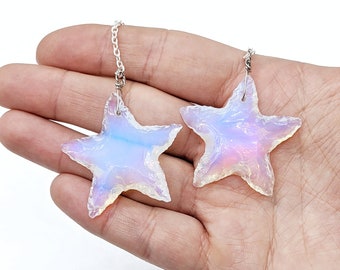 Carved Opalite Star Earrings