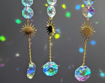 Gold Sun Accent Rainbow Suncatcher