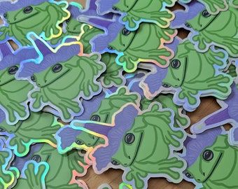 Frog Sticker // Frog Flower Hat Sticker