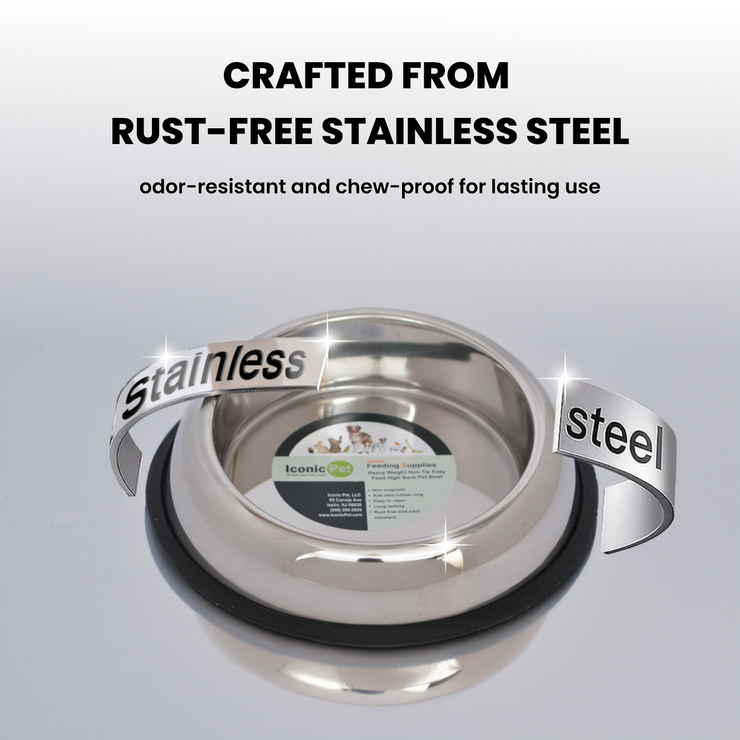Stainless Steel Pet Bowl: Non-Skid, High Back, Easy Feed - 2 Pack