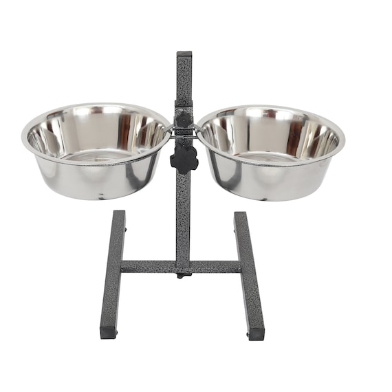 Pet Supplies : Elevated Dog Bowls, 3'' -18'' Adjustable Raised Dog Bowl  Stand with 2 Removable Stainless Steel Dog Food Bowls Non-Slip Rubber Base  Iron Stand H-Base Double Bowl Stand Dog Feeder