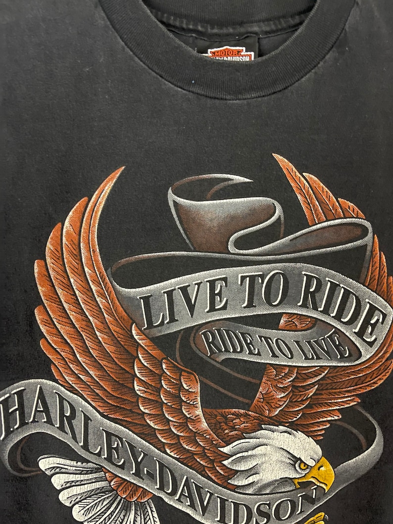 Vintage Harley Davidson Motorcycle T-shirt live to Ride, Ride to Live ...