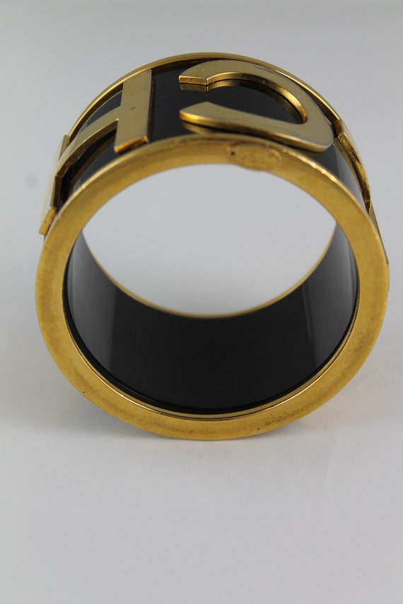Chanel CC Logo Name Bangle Statement Bracelet Cuf… - image 2