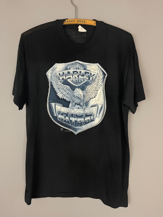 Vintage Harley Davidson motorcycle T-shirt paper thin “Rice Patrol Riding Americas Highways” HDOLP biker choppers super THIN 50/50 see thru