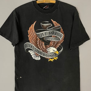 Vintage Harley Davidson Motorcycle T-Shirt ‘Live to Ride, Ride to Live’ eagle Orlando, Florida