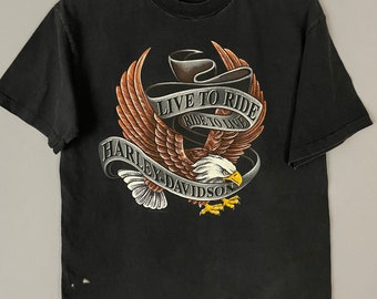 ヴィンテージ ハーレー ダビッドソン バイク T シャツ「Live to Ride