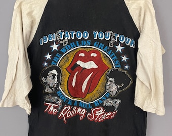 Rolling Stones 1981 Tour Concert T-shirt, Raglan Faded Shirt Rolling Stones 1981 Tour Concert T-shirt, Raglan Faded Shirt