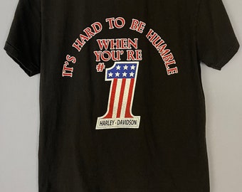 Vintage Harley Davidson Motorcycle T-Shirt “It’s Hard to be Humble” rare biker tee #1 HDOLP Logo 80s shirt