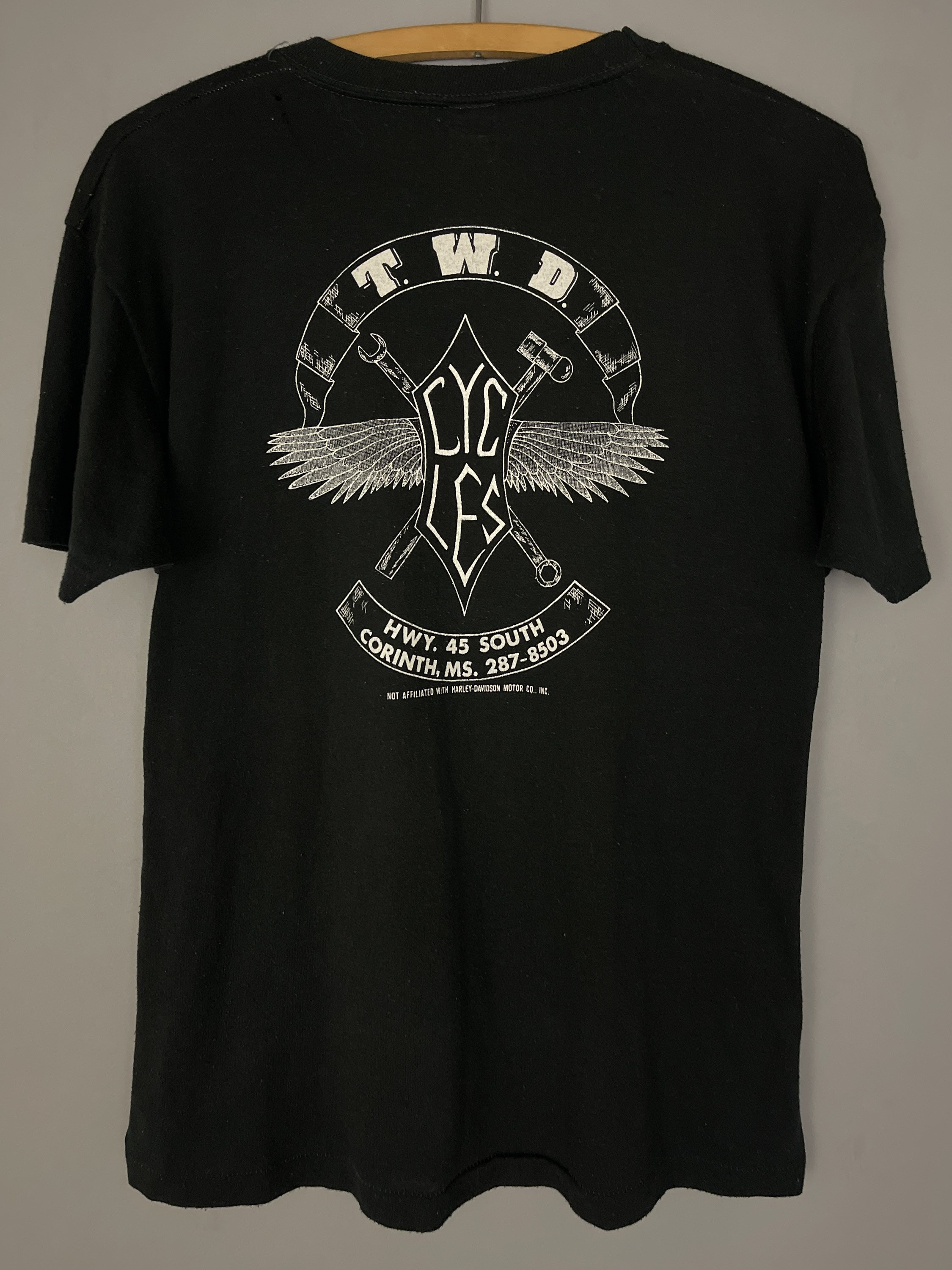 ◆Harley Davidson◆ Vintage OL Rider Face T-Shirt Black HH15 Vintage Black Harley Davidson T-shirt 80s 2 Sided Motorcycle