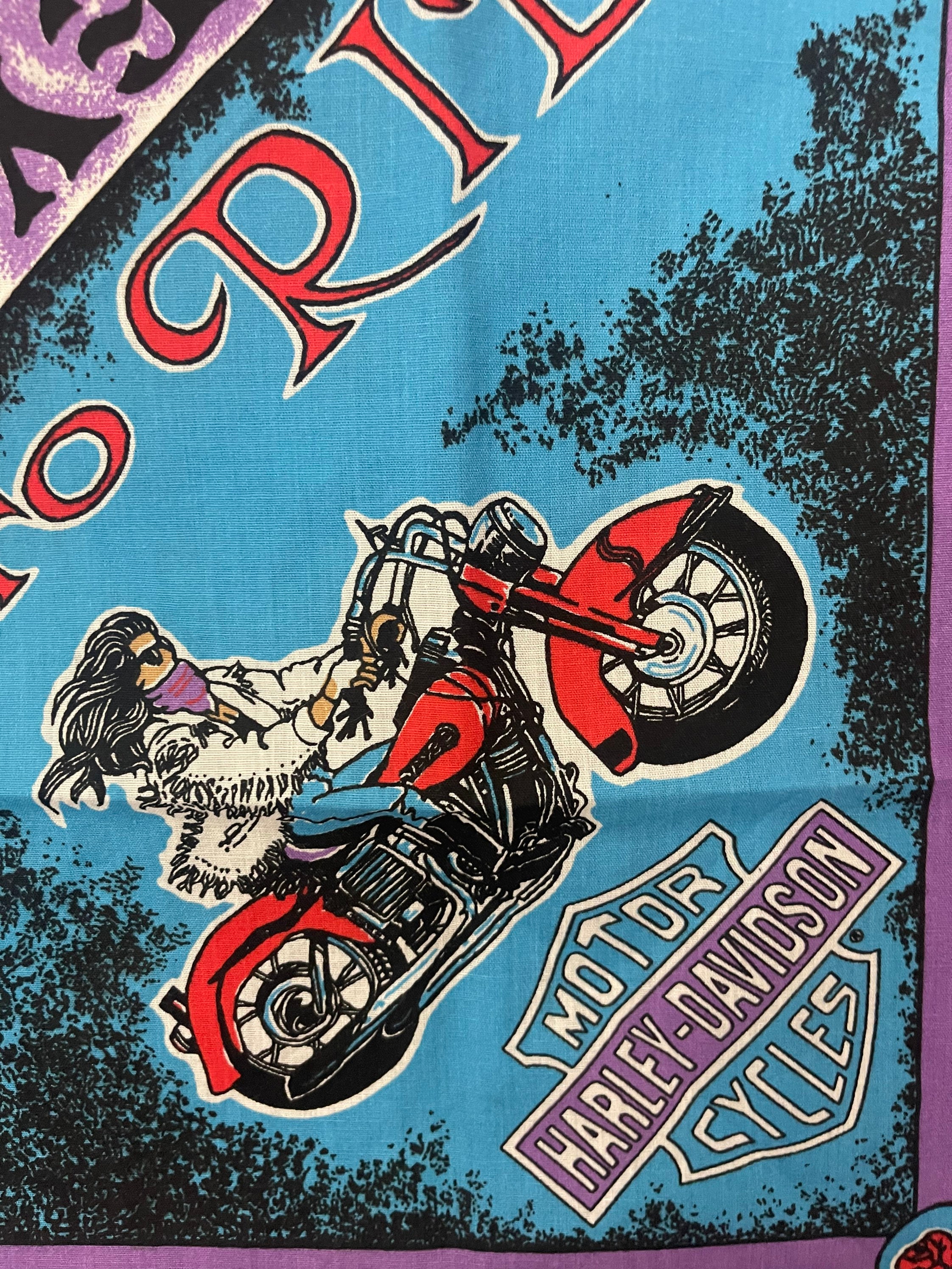 Vintage Harley Davidson Motorcycle Bandana 50/50 Soft Fabric