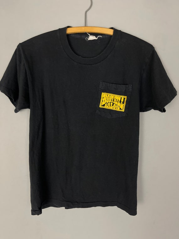 Vintage biker T-shirt Boothill Saloon 1986 pocket… - image 1
