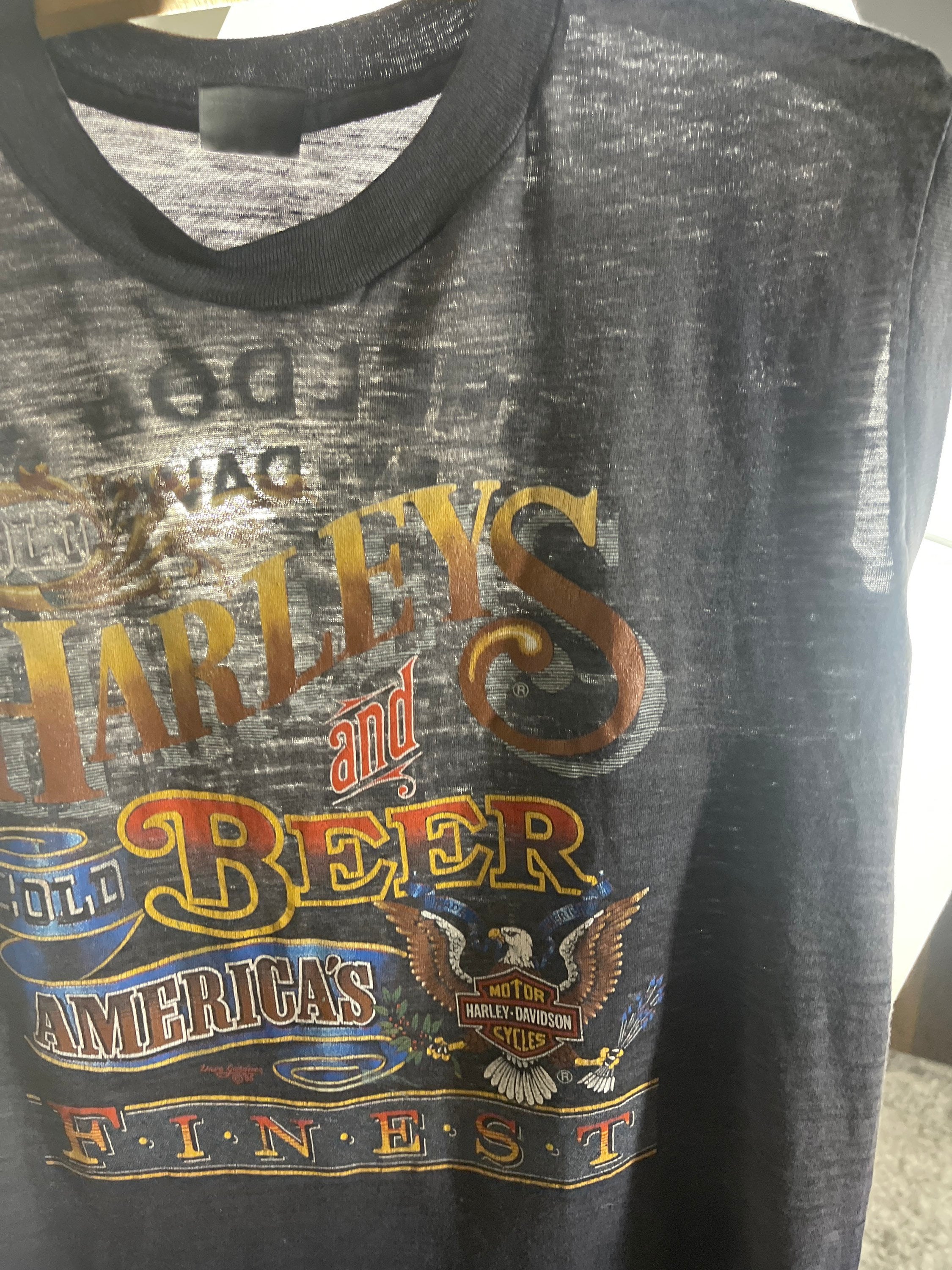 Vintage Harley Davidson Motorcycle Tank Top, Harley's Cold Beer