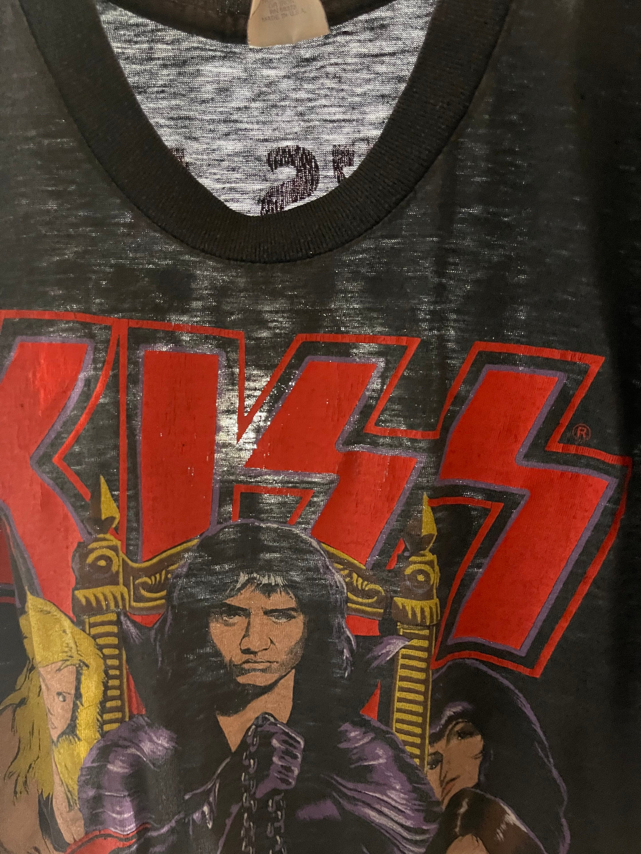 KISS Shirt Gene Simmons Airbrushed T-shirt Vintage Rare White 