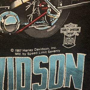 Harley-Davidson Motorcycle T-Shirt, Men's Size M (Equivalent), Vintage cotton blue type Vintage Second Hand