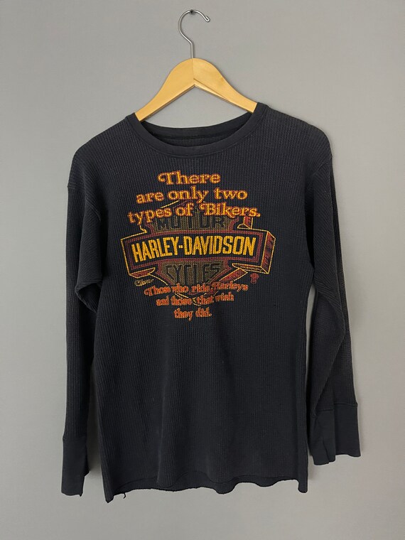 Rare Harley Davidson Motorcycle Vintage Thermal Pullover