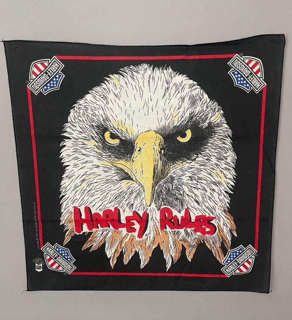 Vintage Harley Davidson Motorcycle Bandana 50/50 … - image 1