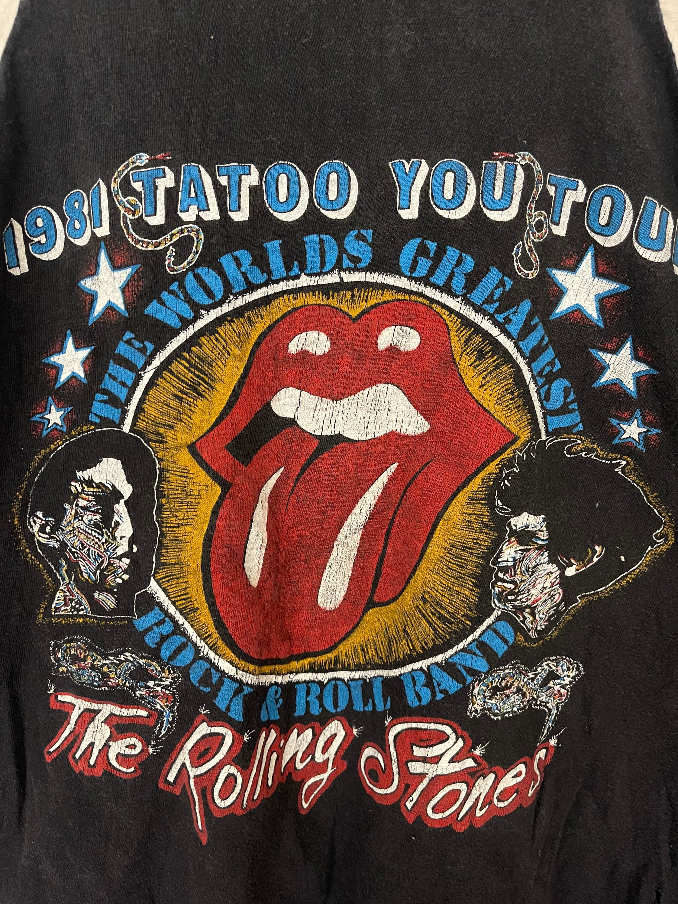 Rolling Stones 1981 Tour Concert T-shirt, Raglan Faded Shirt