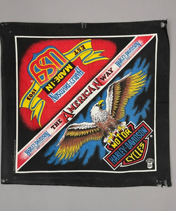 Vintage Harley Davidson Motorcycle Bandana 50/50 Soft Fabric