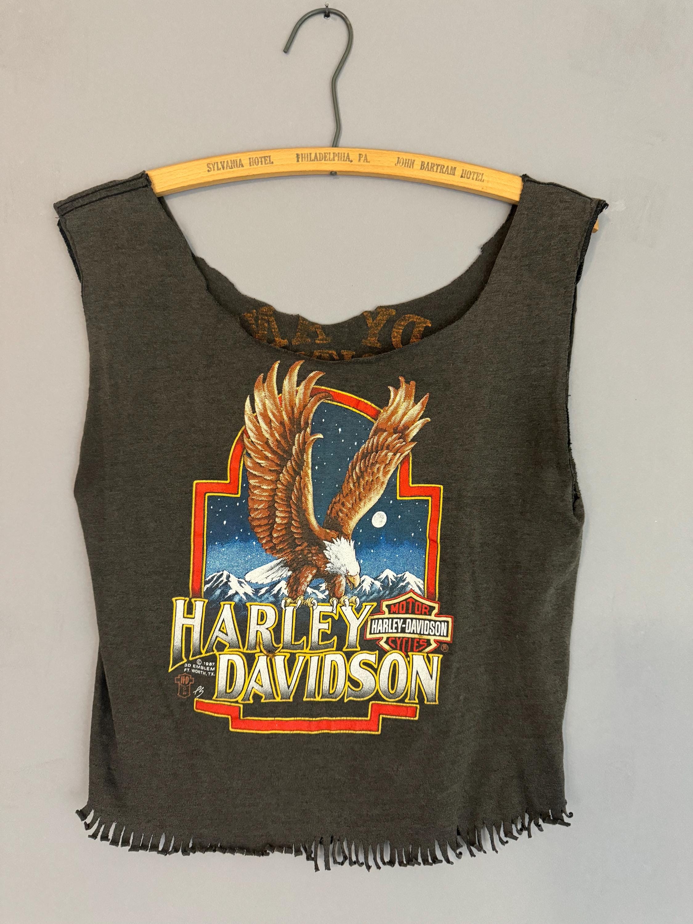 80s Harley Davidson Motorcycle Vintage T-SHIRT, Cutoff Tank Top 3D