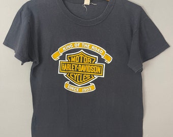 Vintage Harley Davidson Motorcycle T-shirt “King of the Road” biker shirt HDOLP logo, 70s RARE tee, Indiana PA