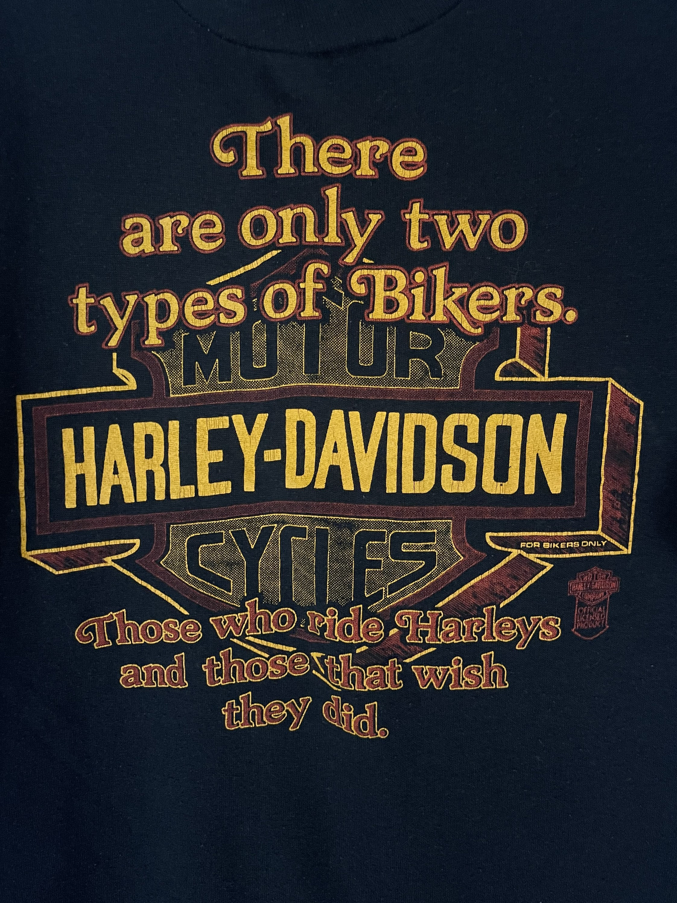 Harley-Davidson BIKERS ONLY Tシャツ Vintage Harley Davidson Motorcycle T-shirt, 'for Bikers Only' RARE