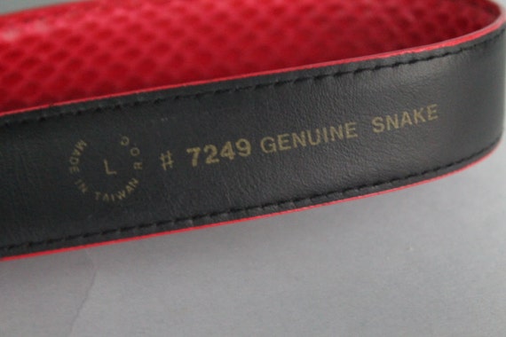 Red Genuine Snake Skin Belt with Gold Belt Buckle - image 4