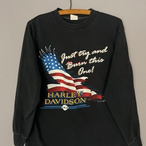 Harley Davidson vintage pullover, long sleeve T-shirt 80’s House of Harley patriotic Milwaukee