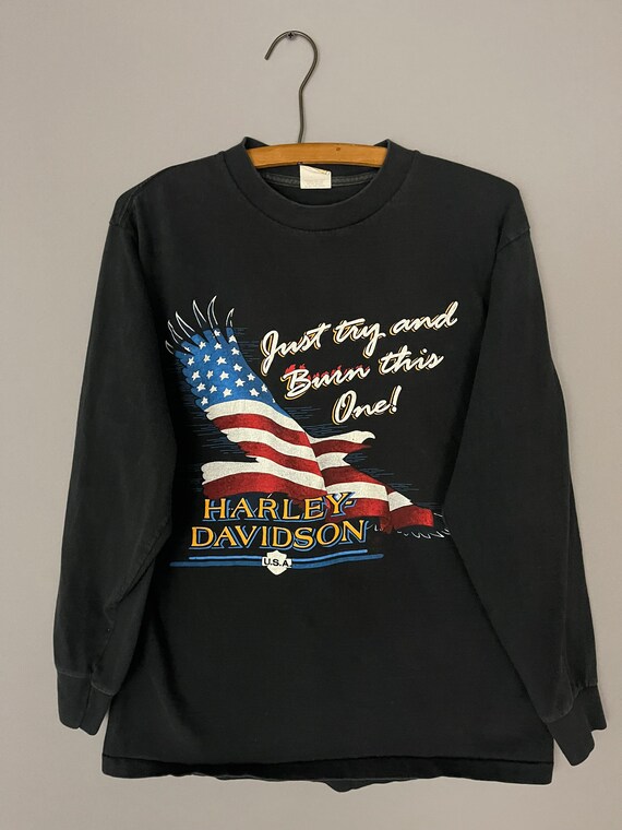 Harley Davidson vintage pullover, long sleeve T-s… - image 1