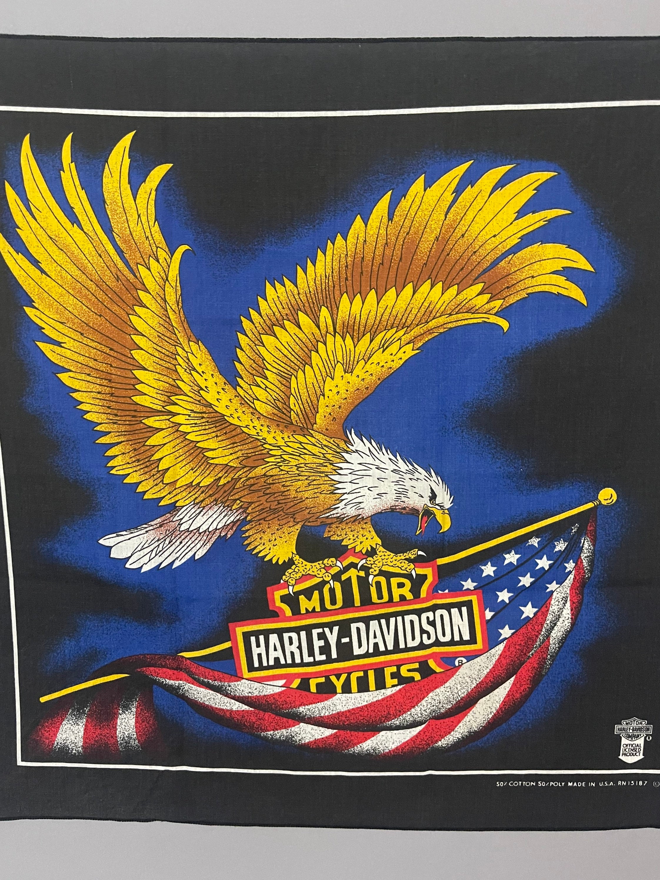 Vintage Harley Davidson Motorcycle Bandana 50/50 Soft Fabric