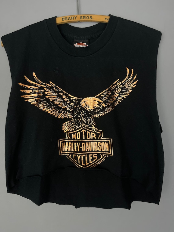 90s ビンテージ ハーレーダビッドソン カットオフTシャツ タンクトップ XL】【90年代】Harley-Davidson ハーレーダビッドソン ダメージ