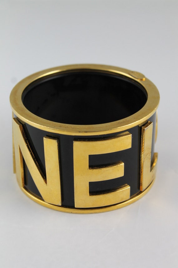 Chanel CC Logo Name Bangle Statement Bracelet Cuf… - image 4