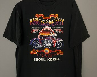 ★Harley Davidson★ No1 MKE SEOUL T-shirt Cream HH15111303 Vintage Harley Davidson Seoul Korea T-Shirt Sz. XL