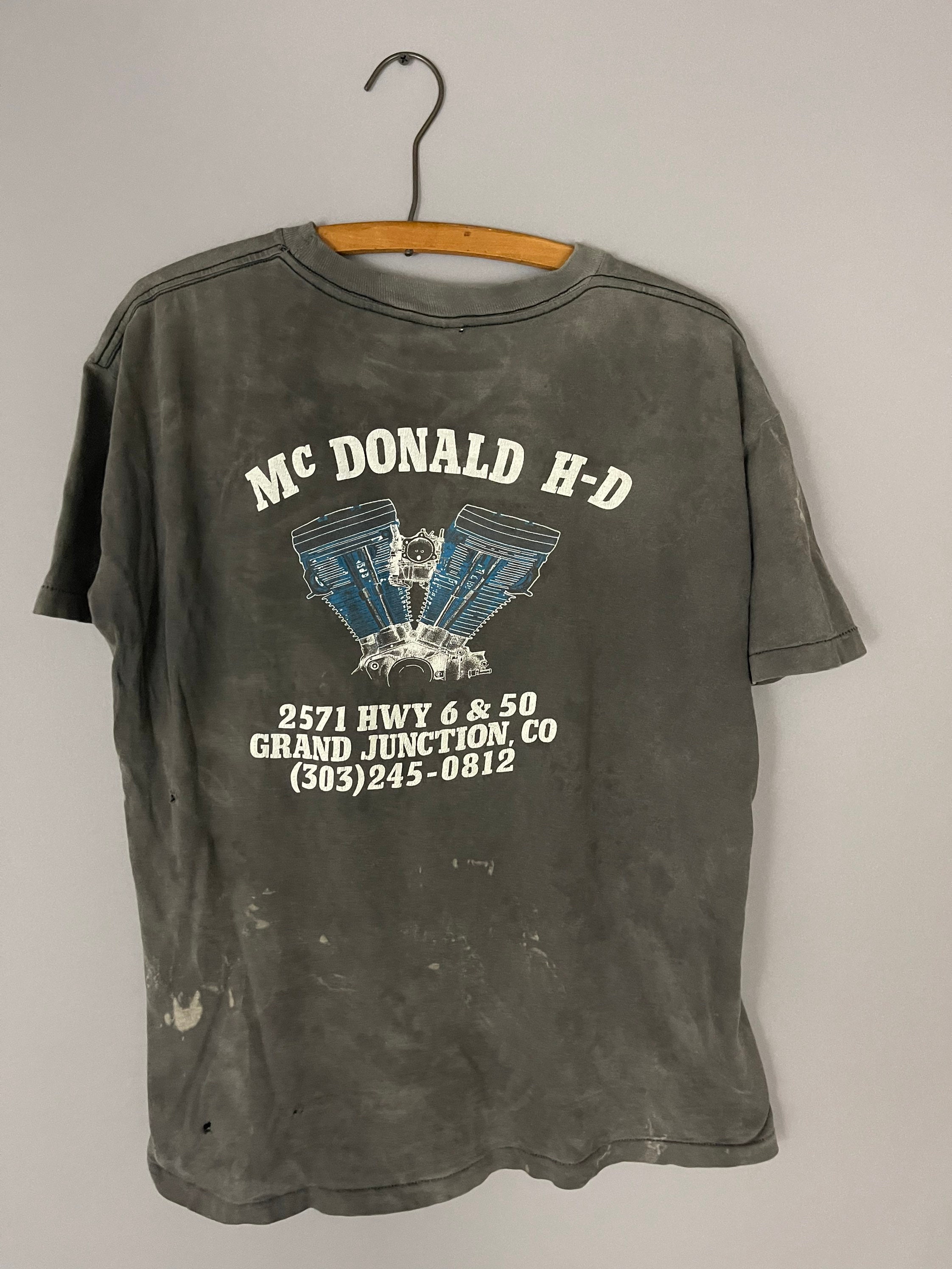 Vintage Harley Davidson Motorcycle T-shirt VERY Distressed