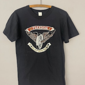 Vintage Harley Davidson motorcycle T-shirt RARE, HDOLP 70s 80s Shirt “Freedom” graphic hard to find HOLES, destroyed, distressed tee