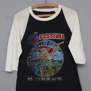 Vintage Rock Band Tour Shirt rare California US Music Festival Concert tee/paper thin t-shirt baseball trashed tee 80&#39;s Authentic/distressed