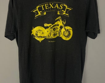 Vintage Harley Davidson Motorcycle T-Shirt Houston, Texas Panhead Genuine 50/50 tee, Eagle Wings, soft distressed