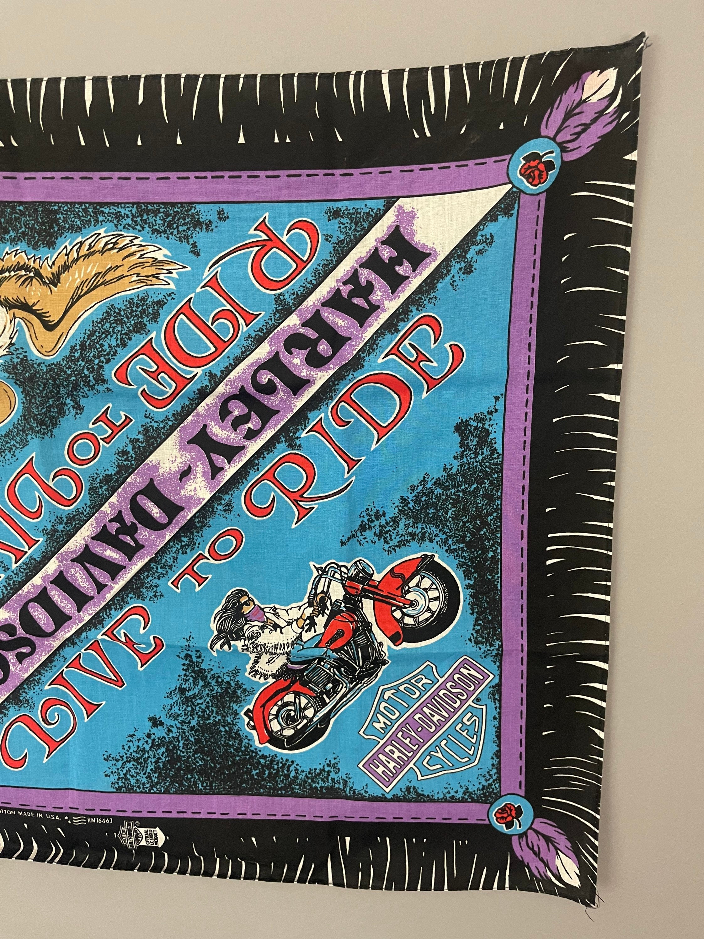 Vintage Harley Davidson Motorcycle Bandana 50/50 Soft Fabric