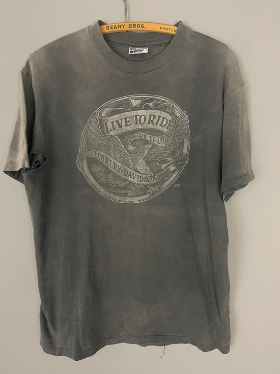 Harley Davidson Vintage T-Shirt distressed paper … - image 1